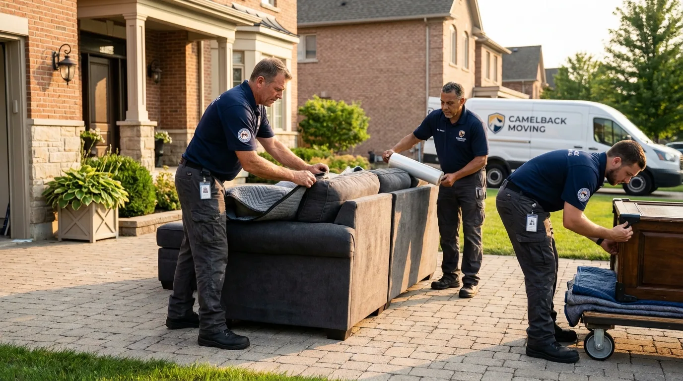 Large estate moving crew wrapping furniture in Milan, TN